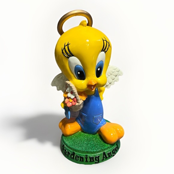 Rare Warner Brothers Tweety Bird Sylvester Gardening Angel Figurine W/ Halo 1997 - Picture 1 of 8